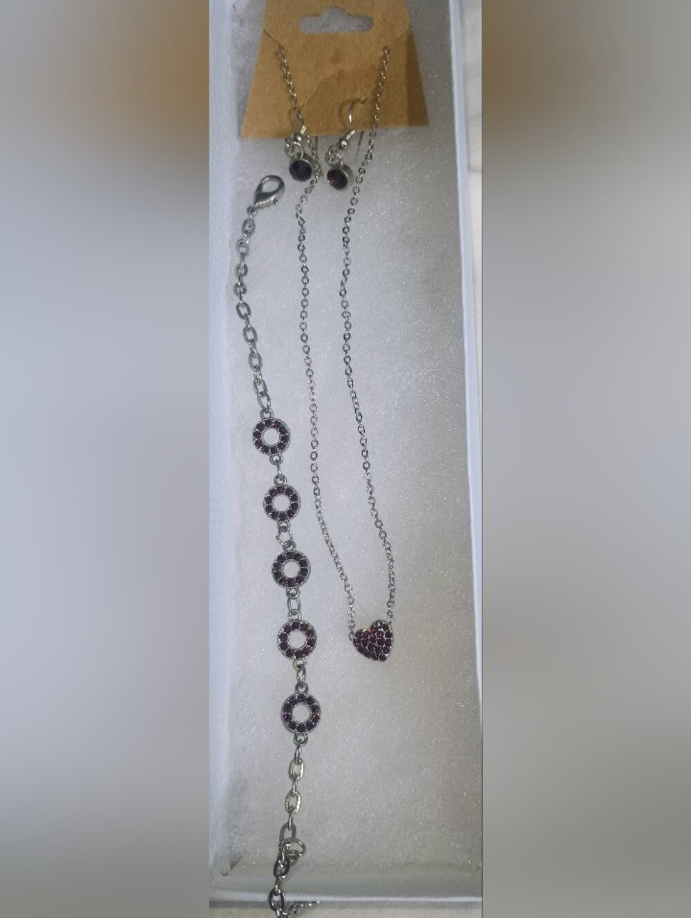 Silver Necklace with Red Heart Crystal Pendant